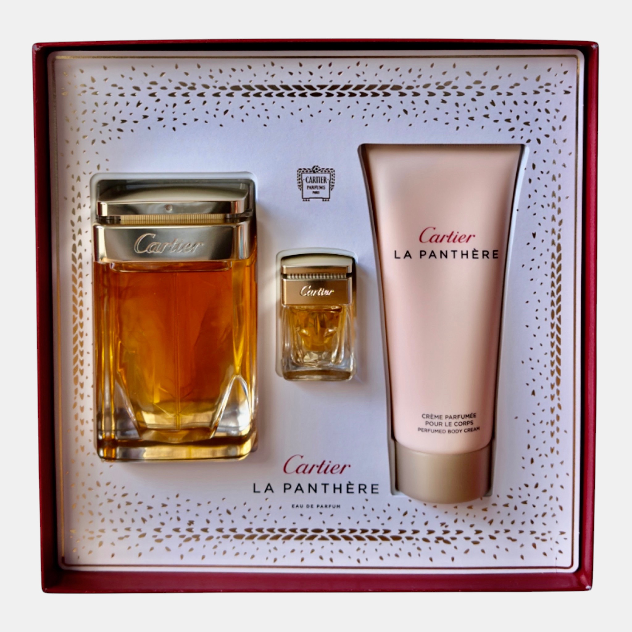 Coffret Cartier La Panthère Eau de Parfum 75 ml / Miniatura 6 ml / Crema Corpo 100 ml