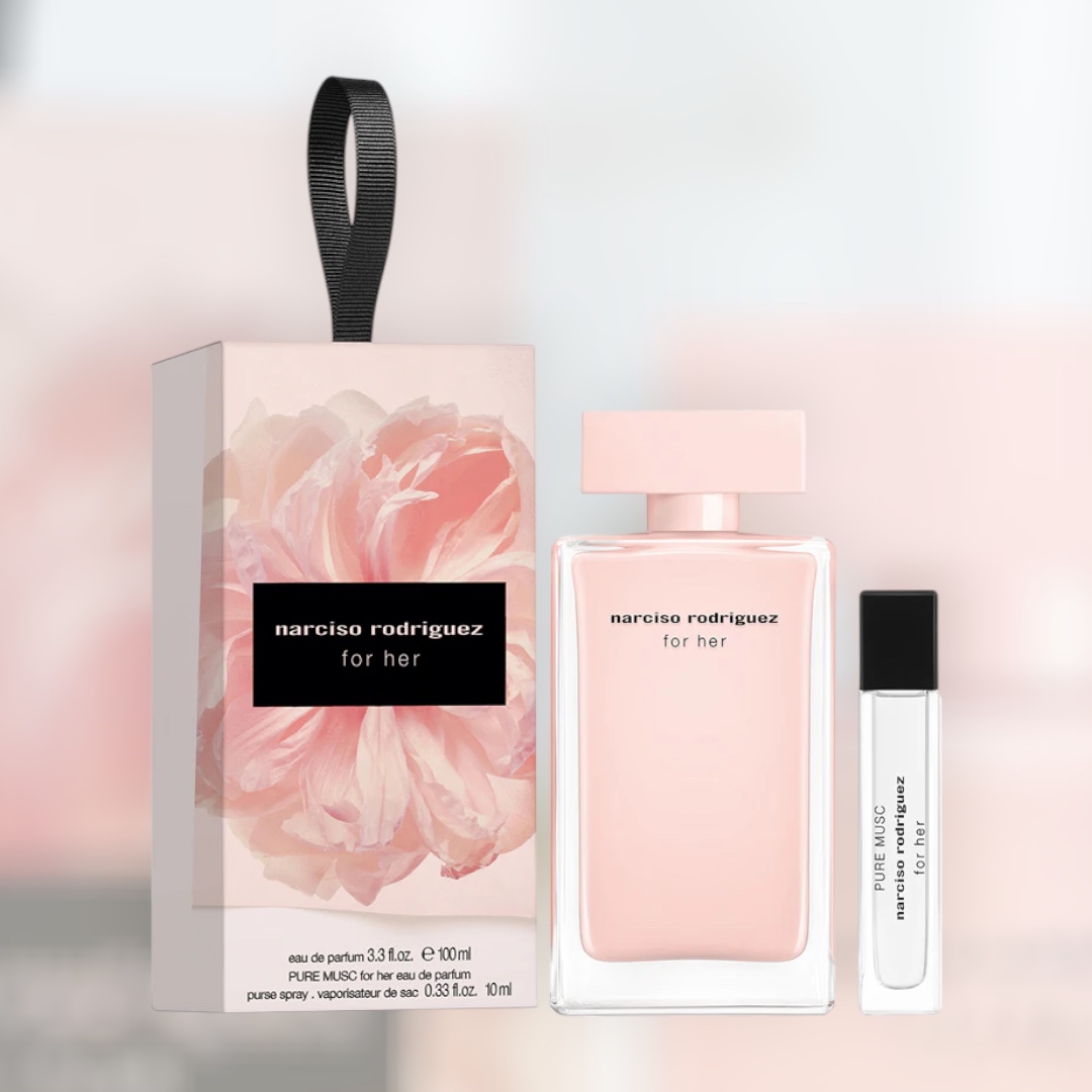 Narciso Rodriguez For Her EAU DE PARFUM 100 ML. SPRAY/SPRAY DA BORSETTA 10 ML. - immagine 2