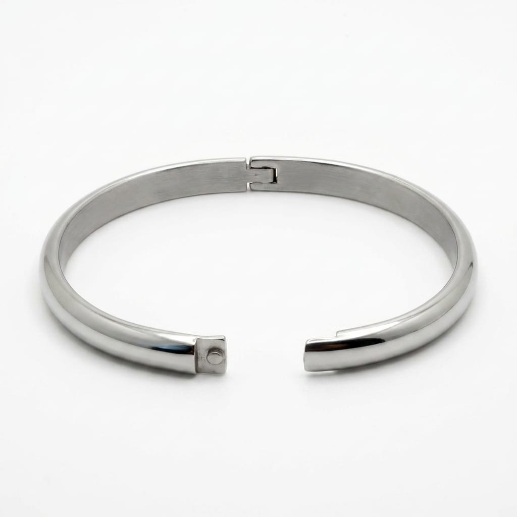 Bracciale Rigido in Acciaio Inossidabile Color Argento - immagine 2