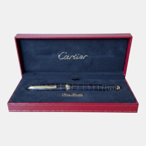 Cartier Penna Roller Ball Louis Cartier Dandy Ebano Coccodrillo Con Finitura Placcata In Oro, EDIZIONE LIMITATA 261/1847