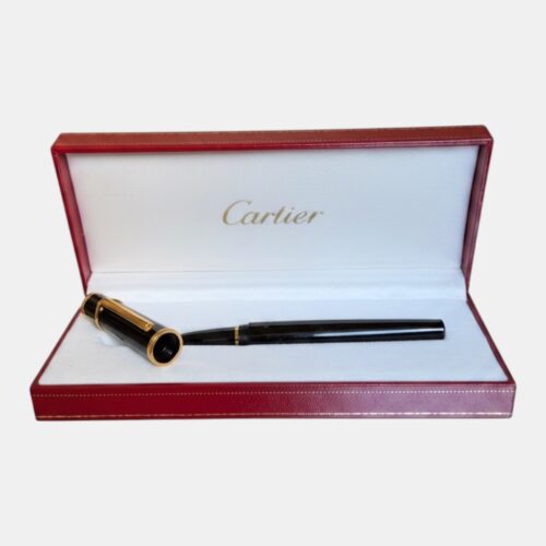 Alternative view of Cartier Diabolo Penna Roller Ball  - Ref. ST180001 - Corpo e Cappuccio in Resina Nera con Finiture Dorate
